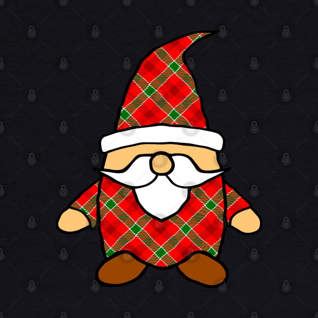 Cute Cartoon Gnome Red Green Plaid Pattern by Braznyc